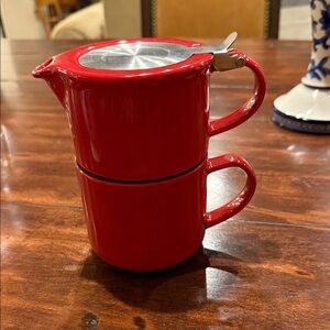 Forlife Red Porcelain Tea diffuser and mug NWOT